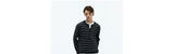 Striped Henley Cotton Cashmere Sweater
