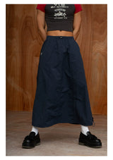 Unisex Elastic Waist Drawstring A-line Skirts