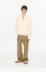 Men's Milk Cotton Cable Polo Sweater