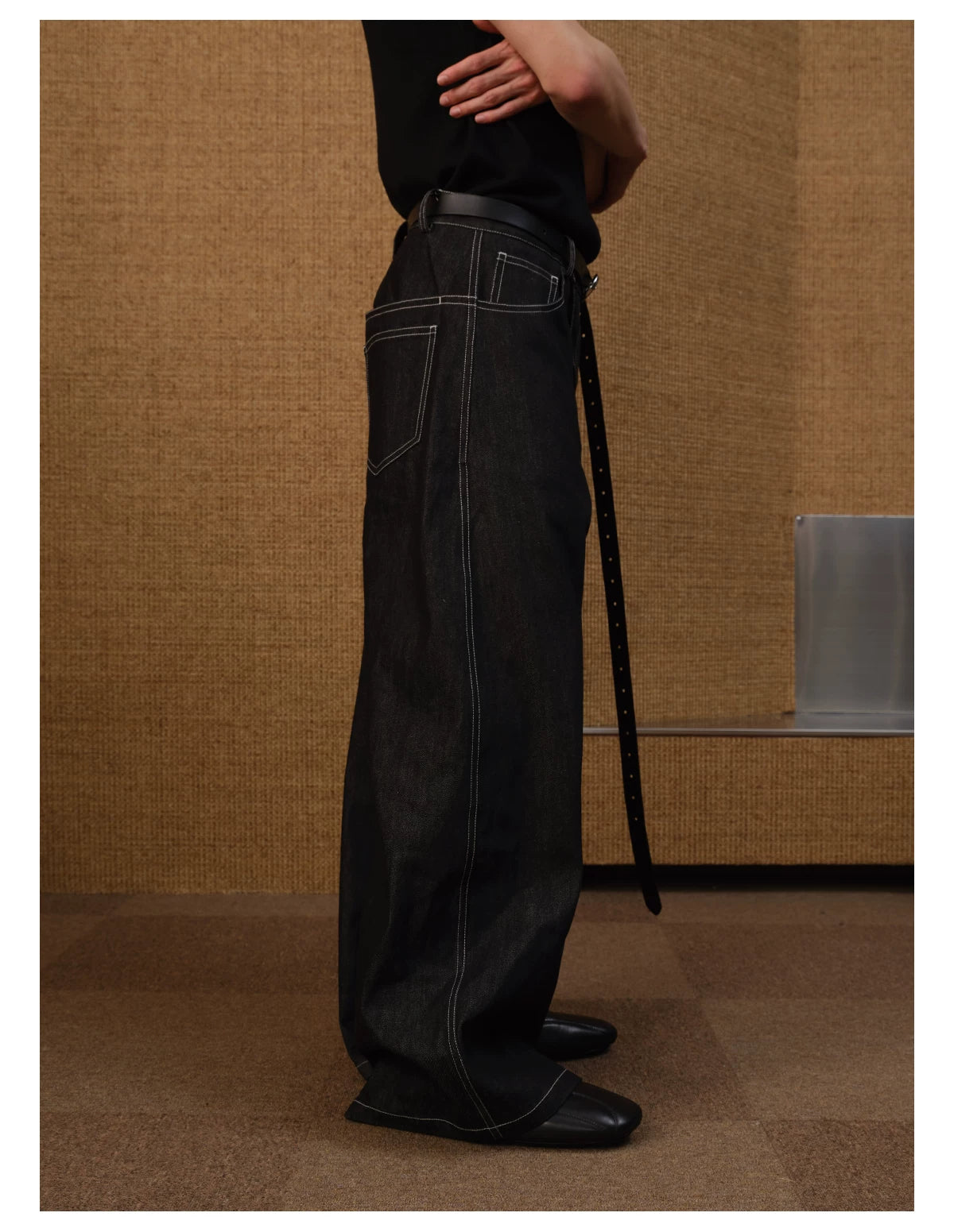 Slant Fly Flared Raw Denim Pants