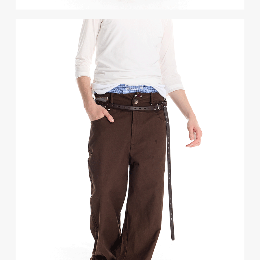 Men's Rivet Washed Distressed Straight Pants