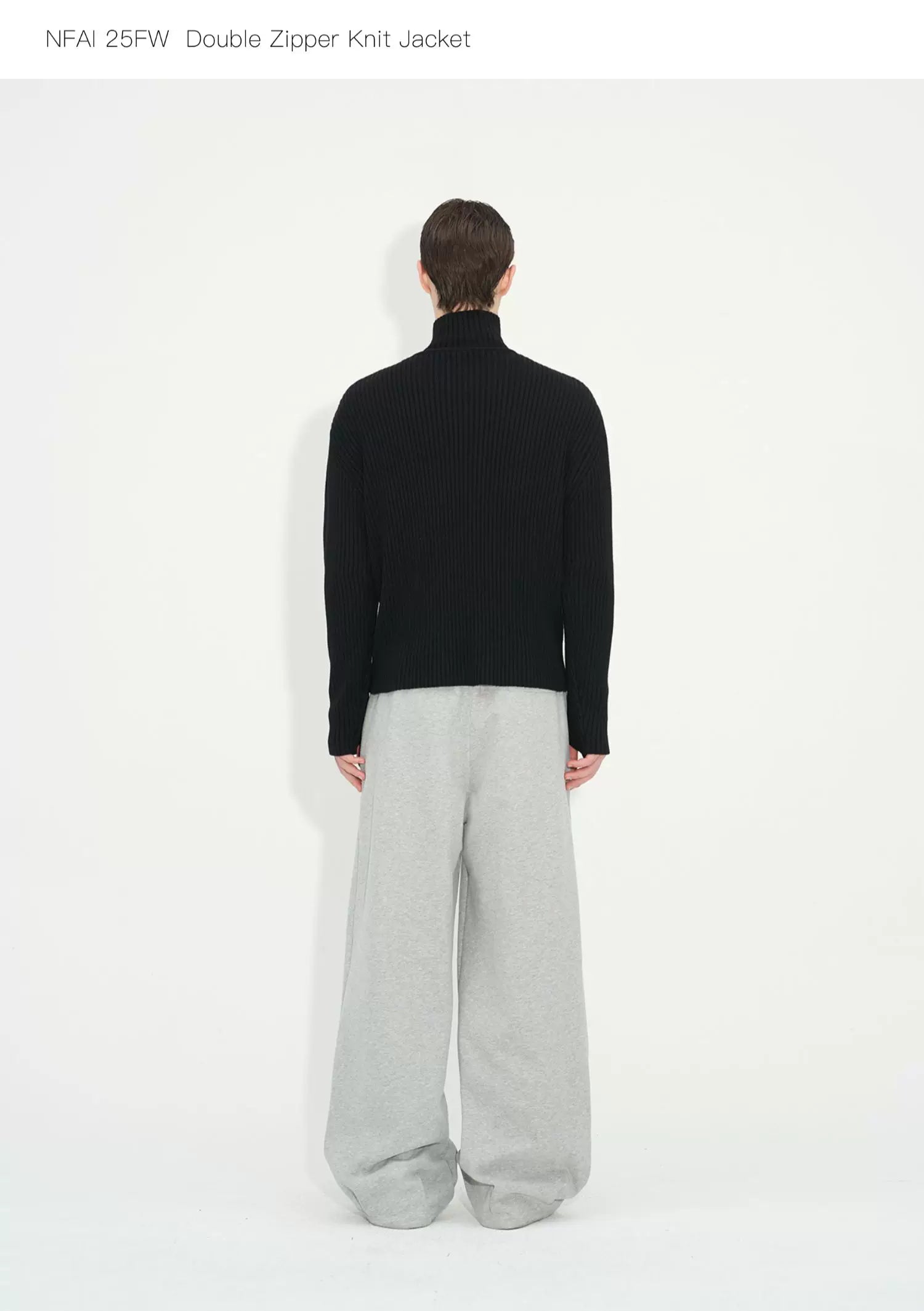 Double Zipper Thick Wool Knitted Jacket