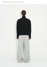 Double Zipper Thick Wool Knitted Jacket