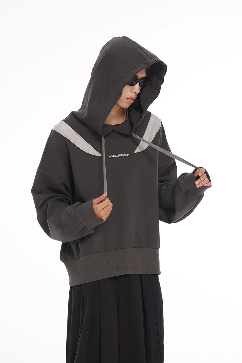 Irregular Patchwork Liquid Metal Loose Hoodie