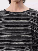 Striped Long Sleeve Drop Shoulder Tops