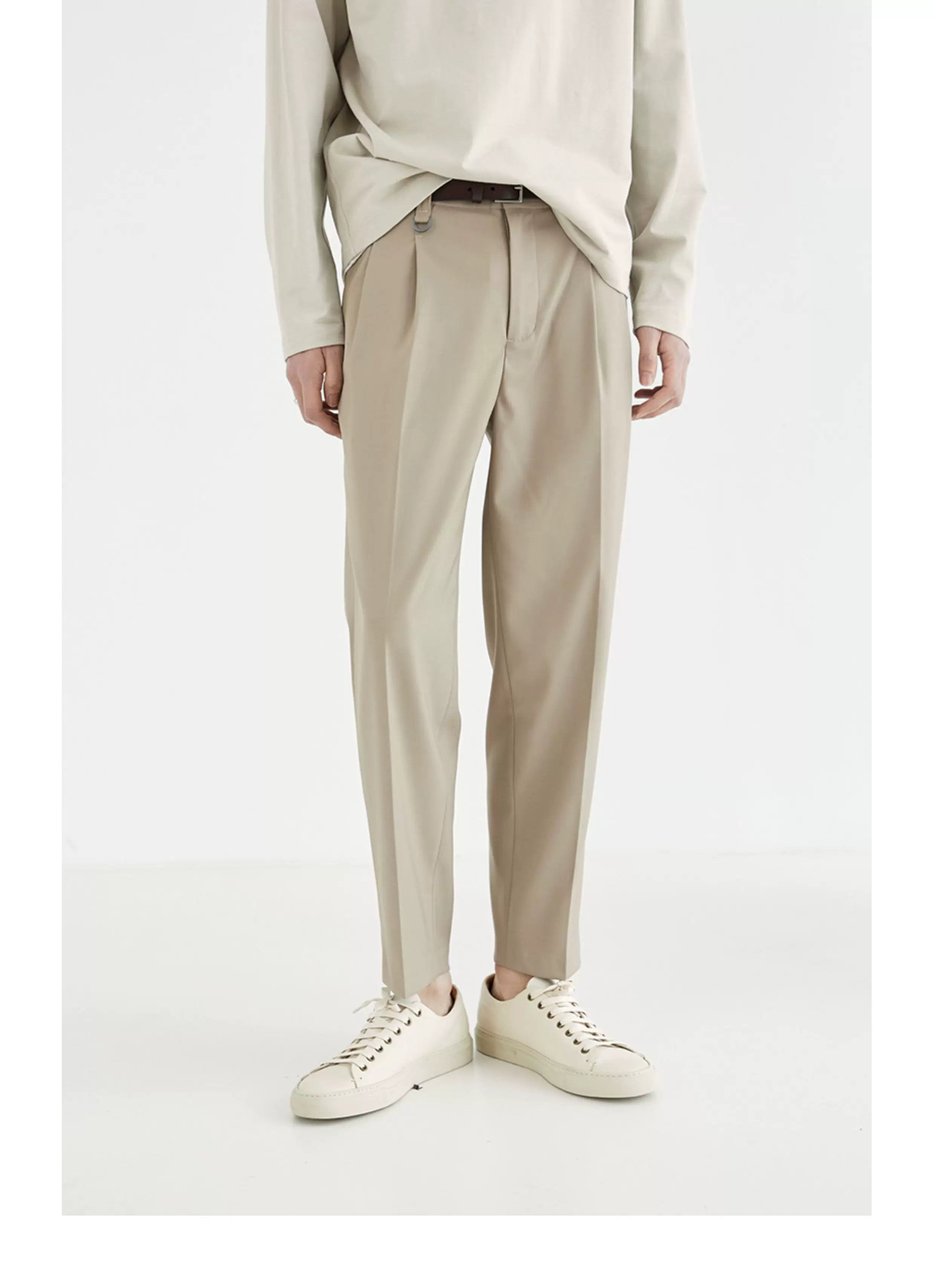 Double Pleated Wide Cropped Suit Pants