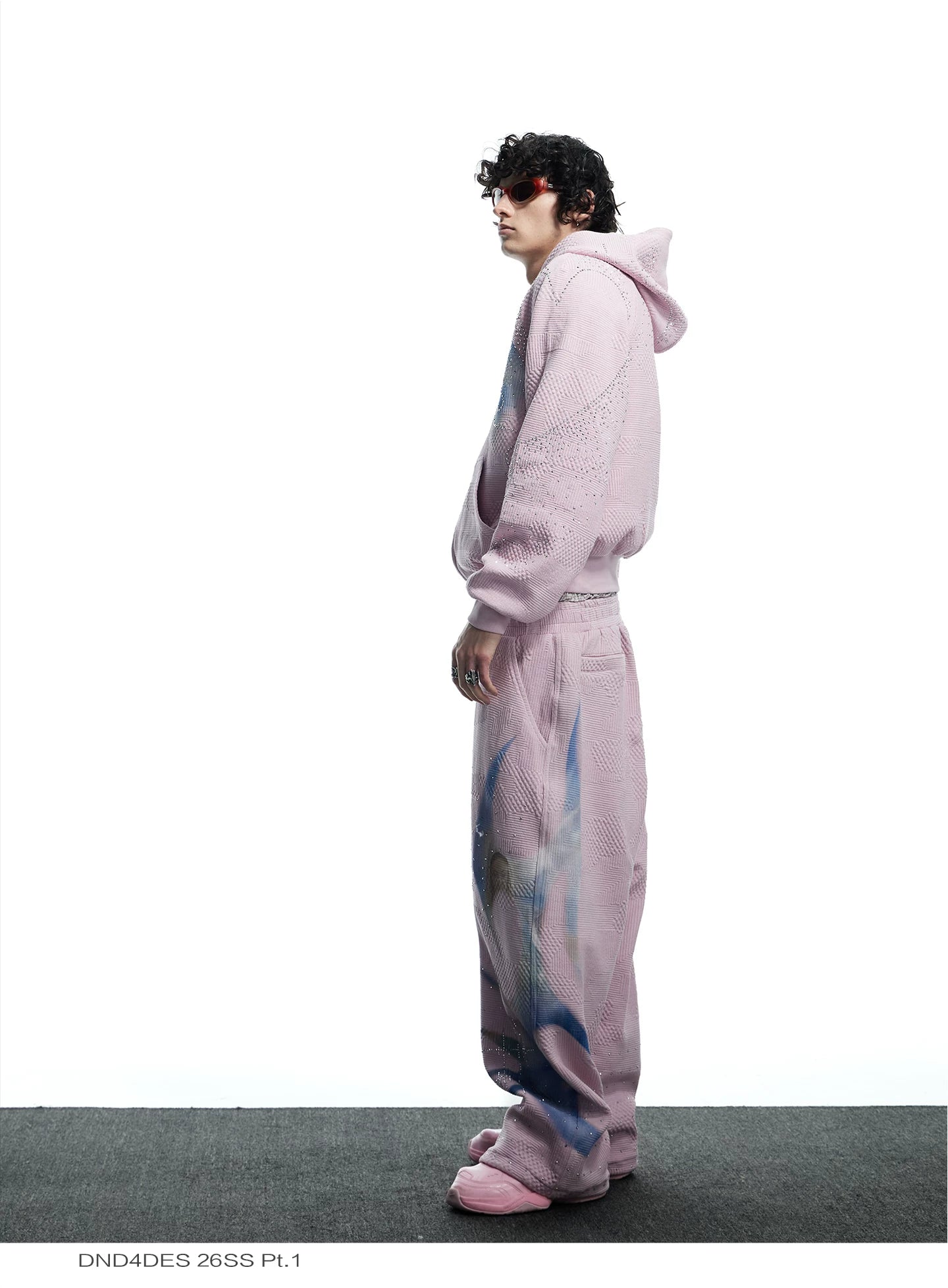 Vintage Pink Embellished Dual Waistband Sweatpants