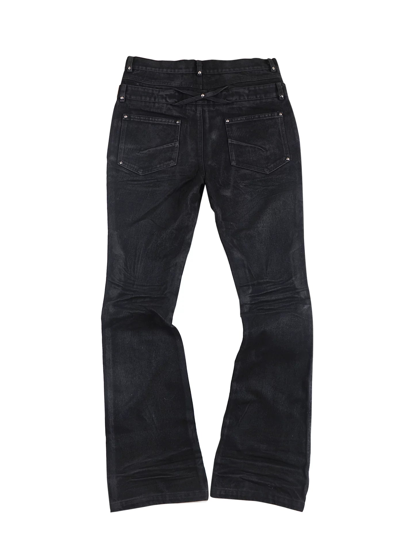Double Waist Waxed Whiskered Skinny Jeans