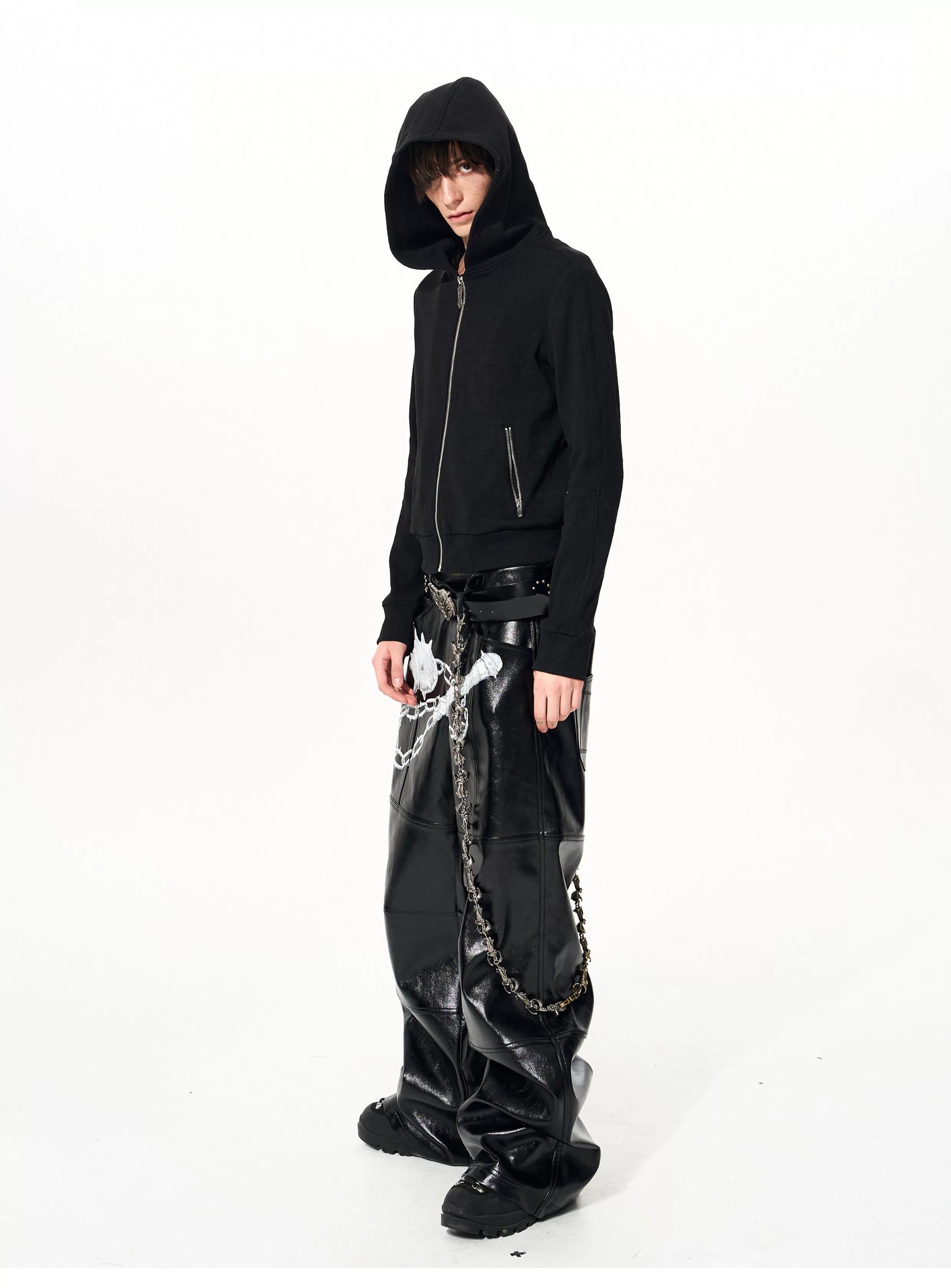Men's Black Skull Cross Zip Hoodie