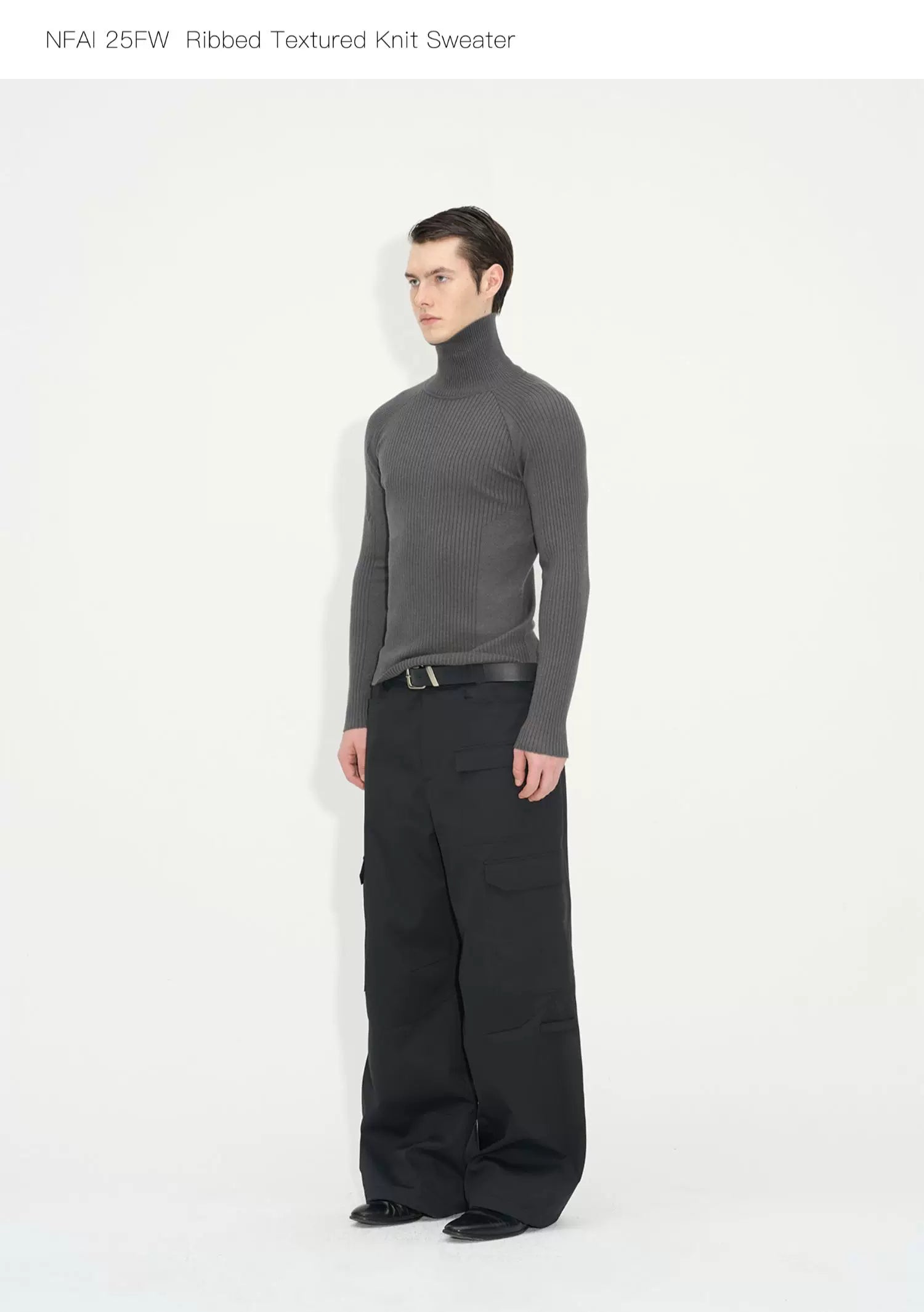 Long Sleeve Turtleneck Ribbed Knit Top