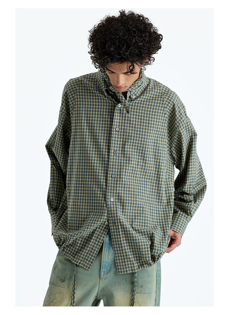 Plaid Jacquard Button-Down Cotton Shirt