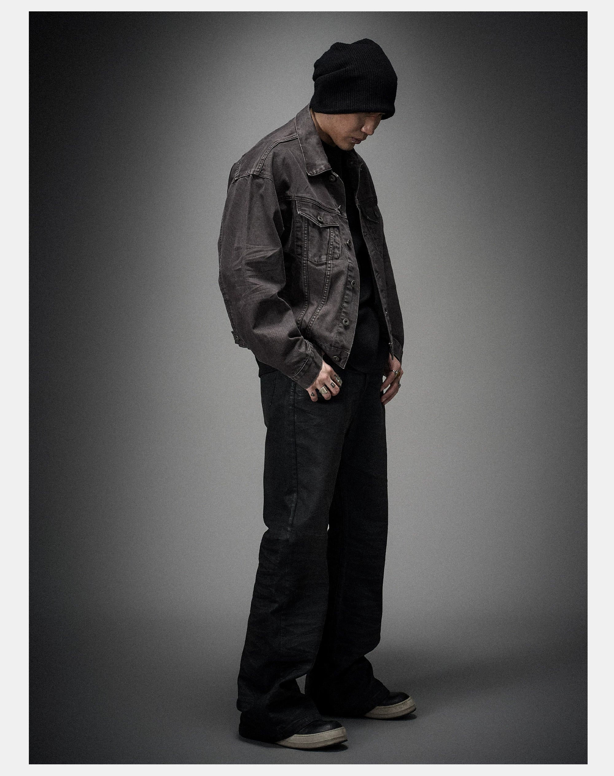 Washed Grey Boxy Denim Jacket