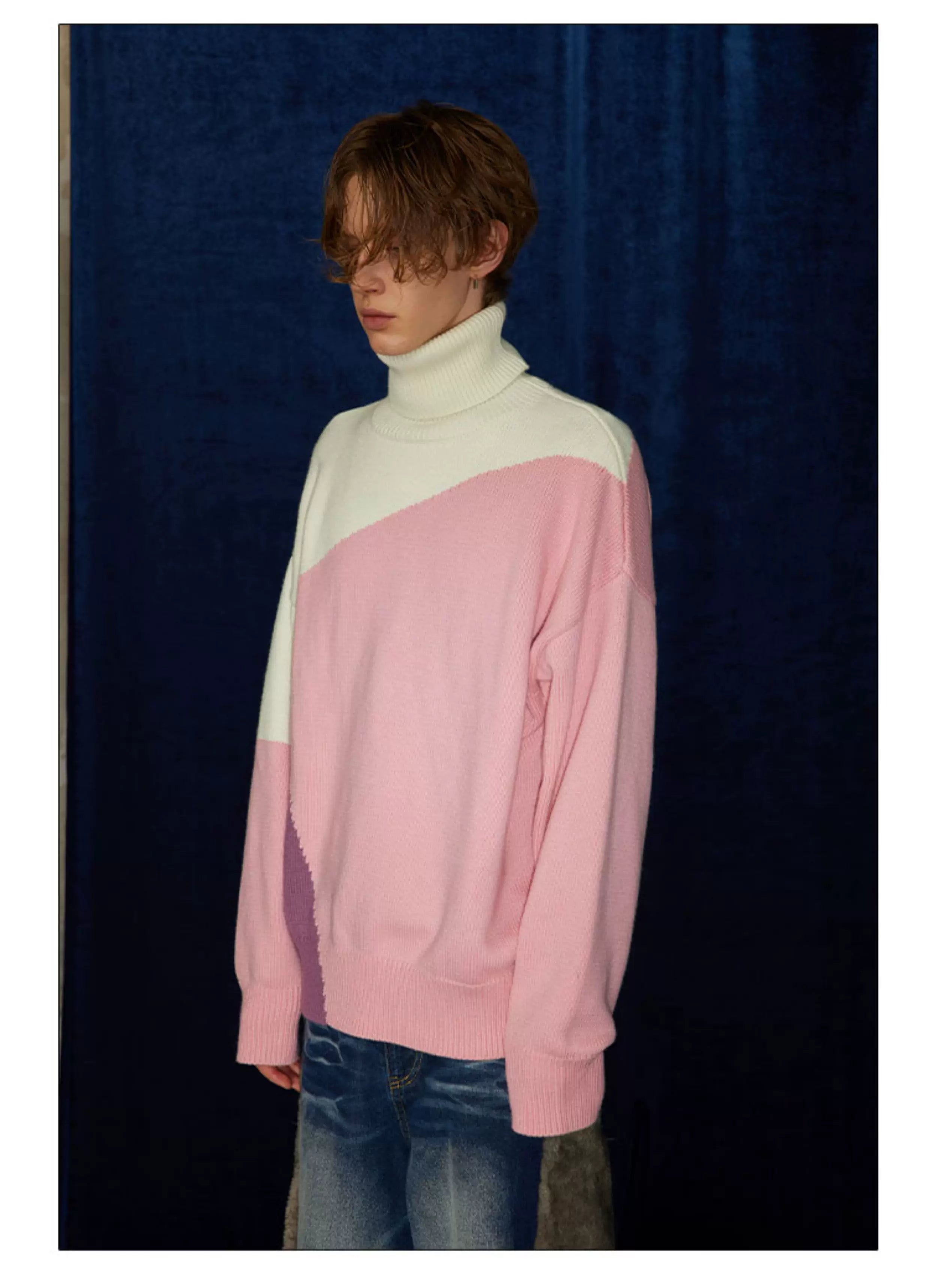 Mid-length Thick Wool Blend Turtleneck Sweater