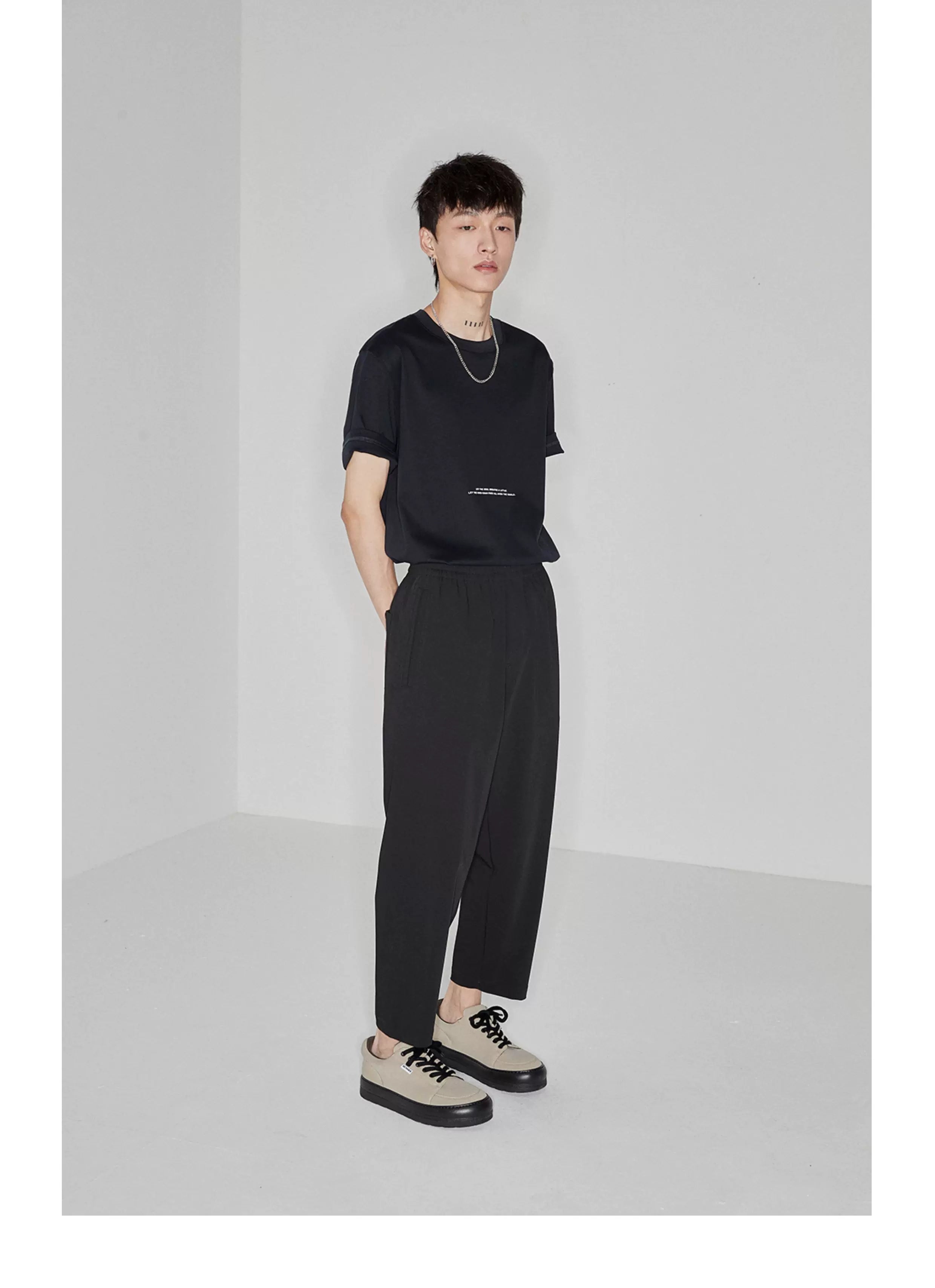 Drapey Stretchy Elastic Waist Cropped Pants