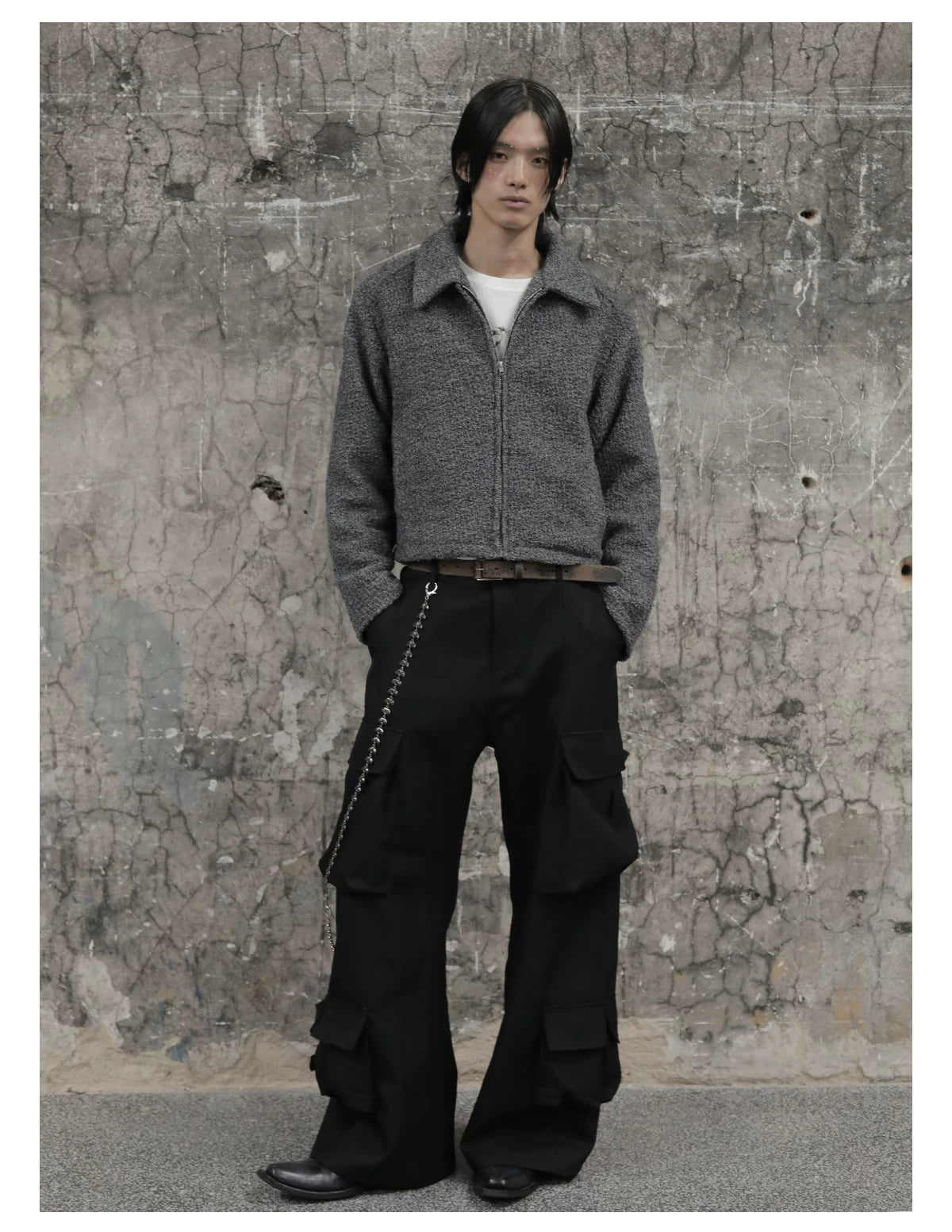 Cropped Wide Structured Terry Wool Jacket
