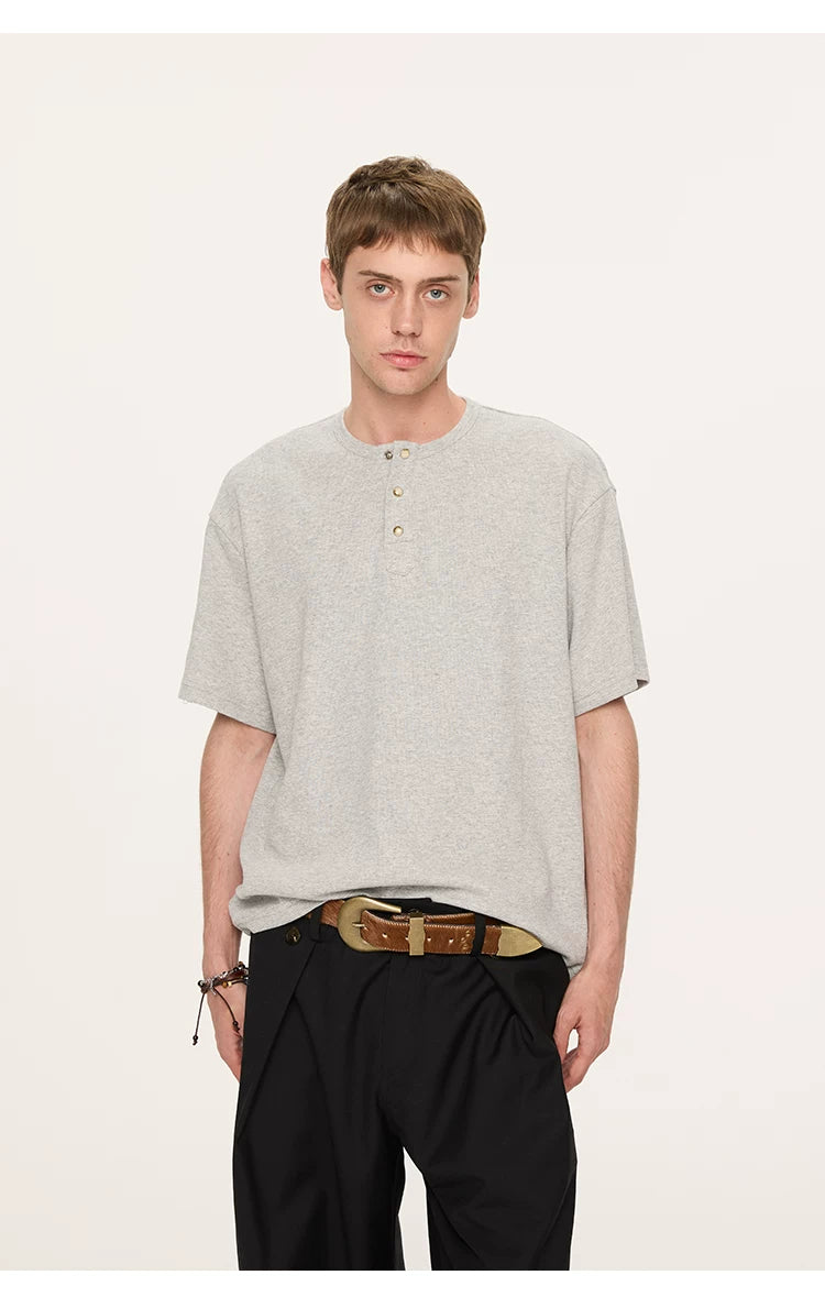 Couple Amber Waffle Boxy Henley Tees