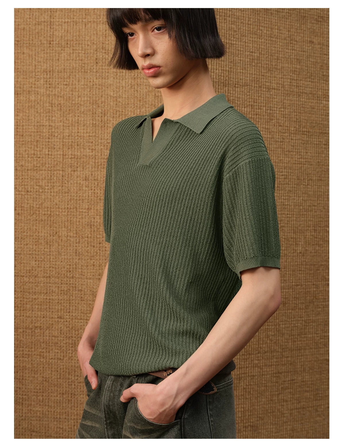 Polo Collar Ice Silk Knit Tees