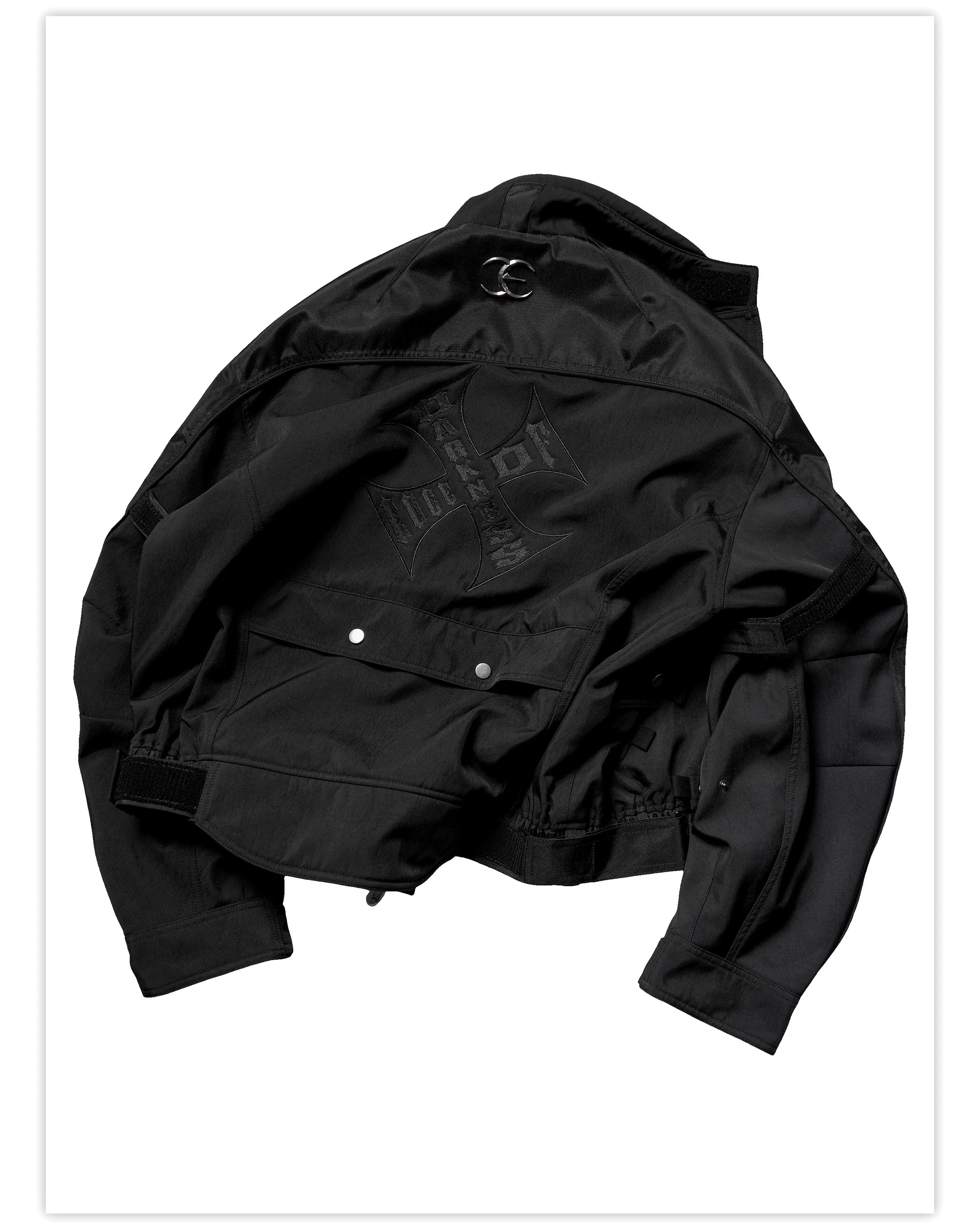 Loose Dark Curved Nylon Biker Jacket
