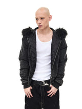 Men's Vintage Detachable Fur Hooded Jacket