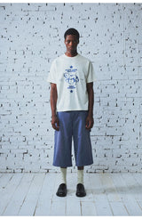Washed Indigo Cargo Cropped Pants