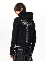 Men's Black Skull Cross Zip Hoodie