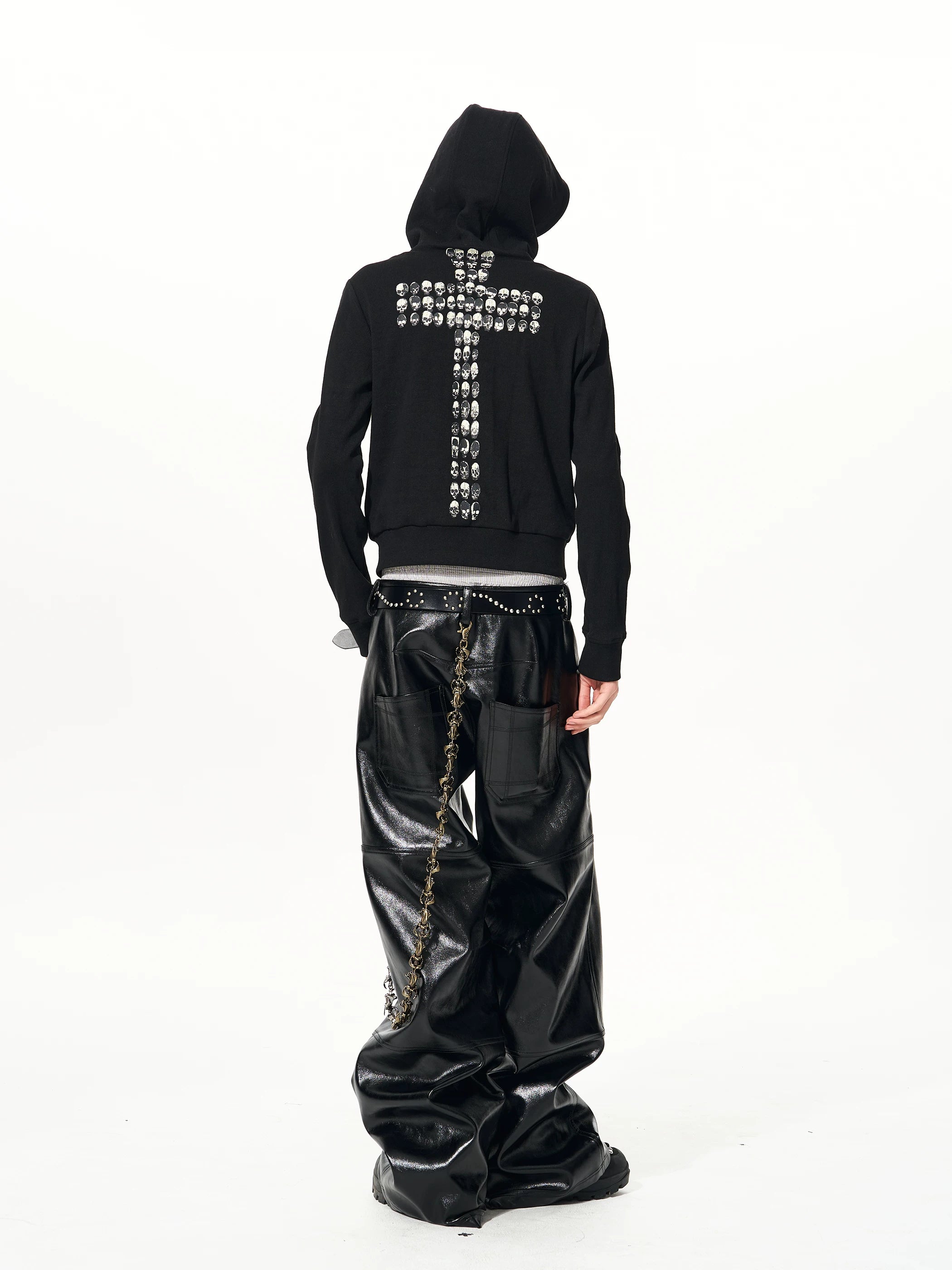 Men's Black Skull Cross Zip Hoodie