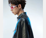 Men's Distressed Cropped Leather Moto Jacket
