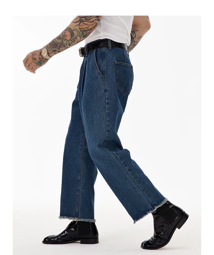 Vintage Distressed Fringed Cropped Skinny Jeans