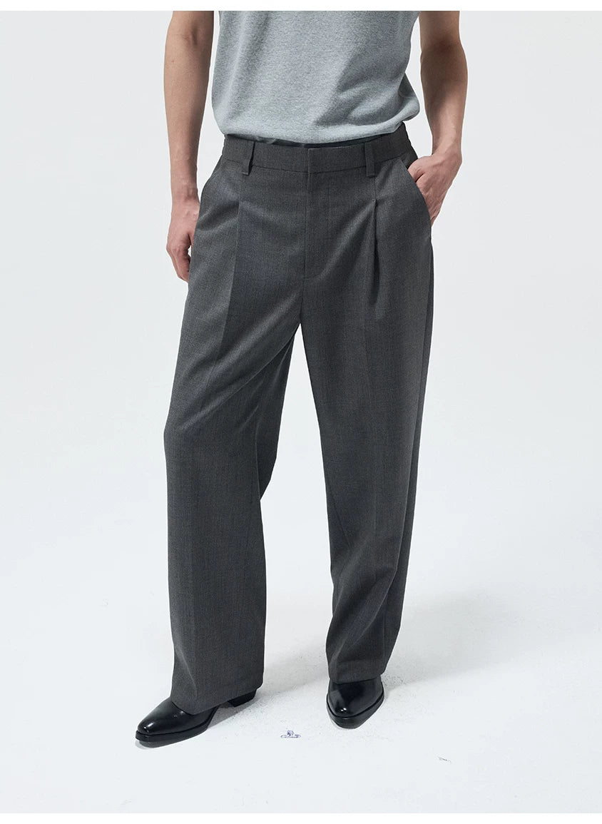Merino Wool Pleated Elastic Waist Pants