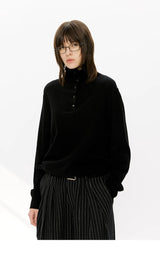 30% Wool Double Collar Polo Tops