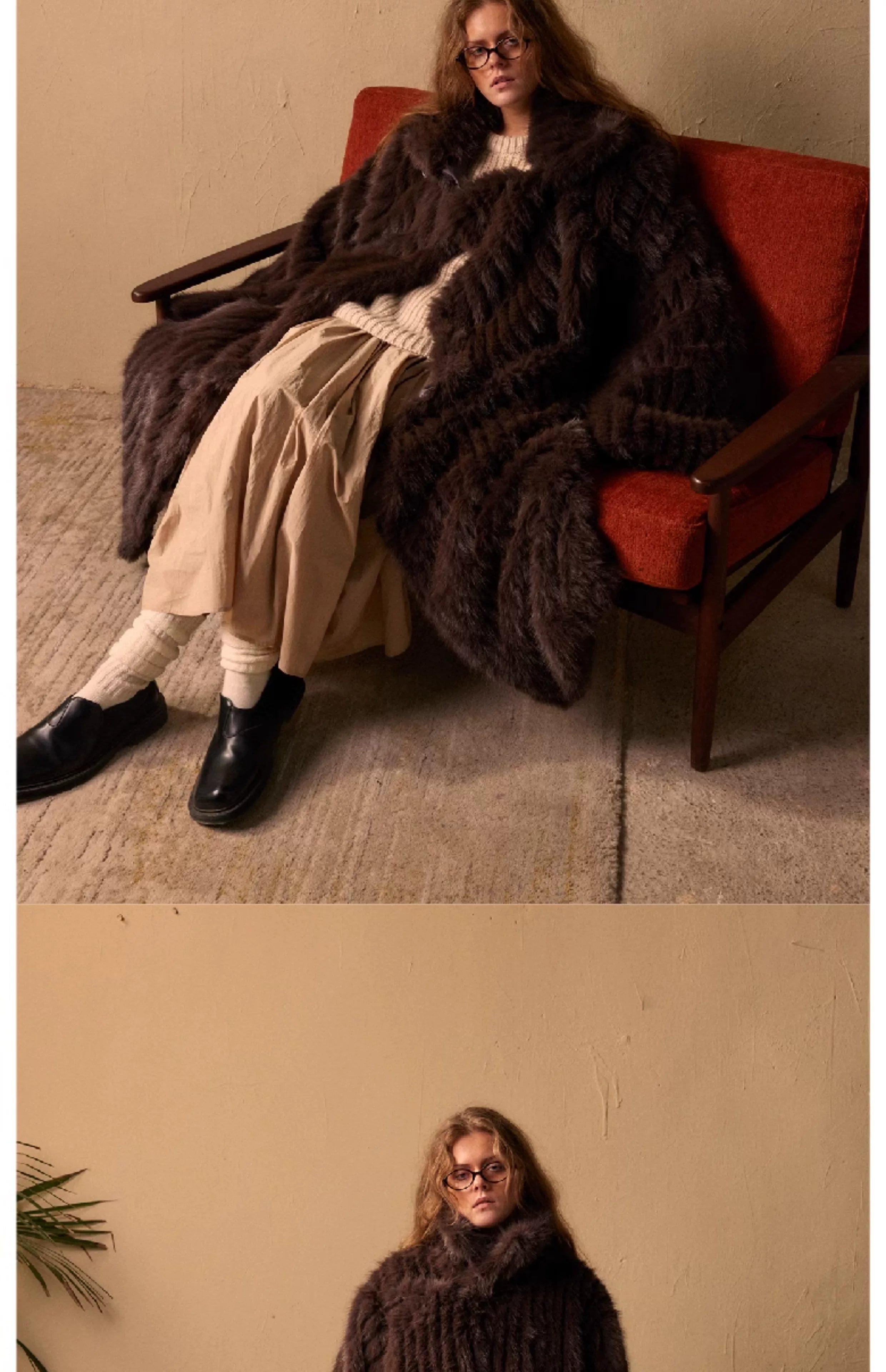 Unisex Oversized Knee-length Faux Fur Coat