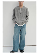 Yak Wool Blend Distressed Knit Cardigan