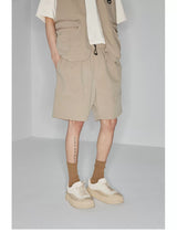 Plaid Multi-Pocket Elastic Waist Shorts