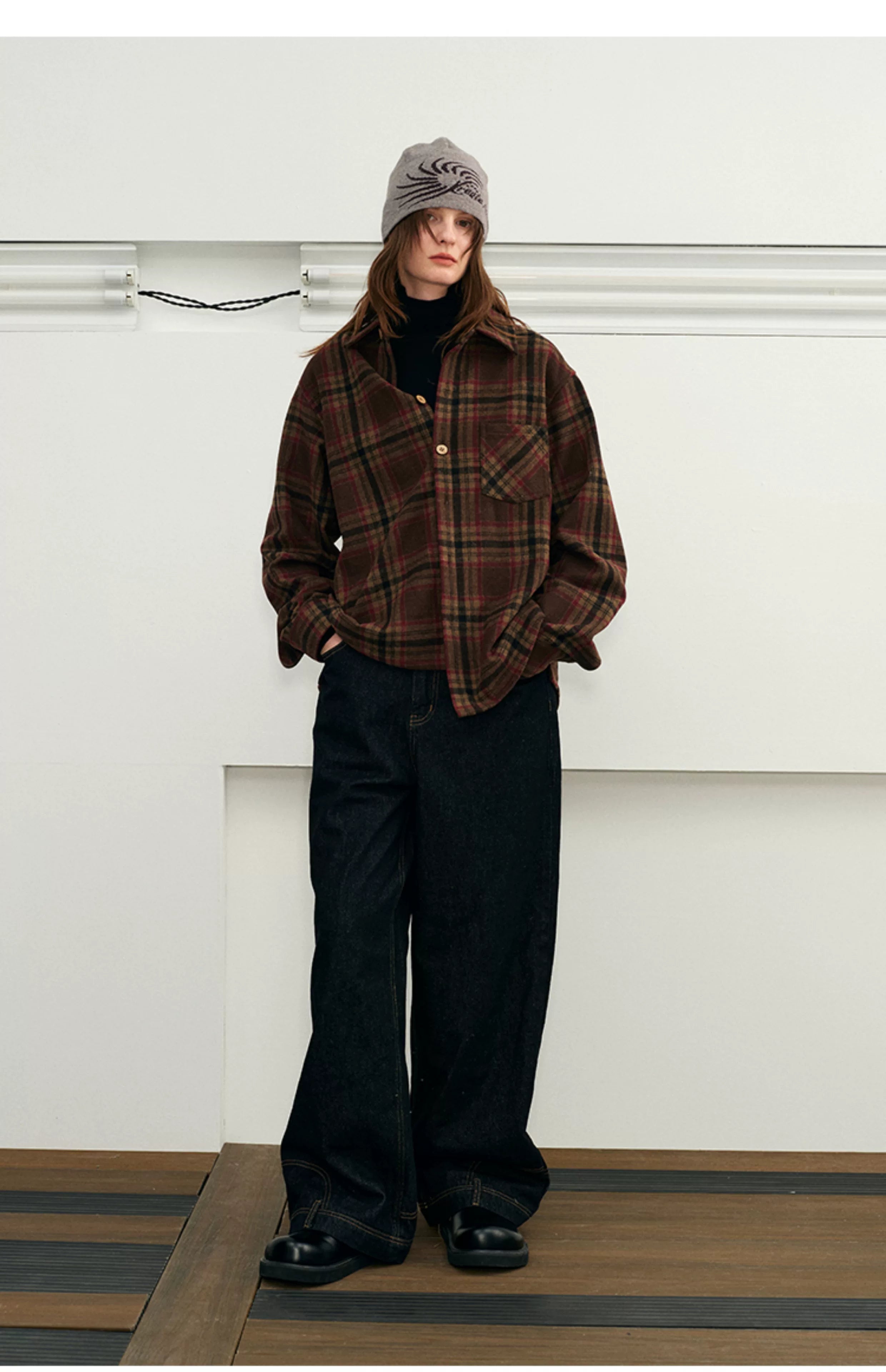 Men's Long-sleeve Plaid Wool Blend Shirt