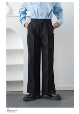 Men's Black Loose Straight Cuffed Pants