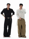 Hollow-out Long-sleeve Polo Shirt