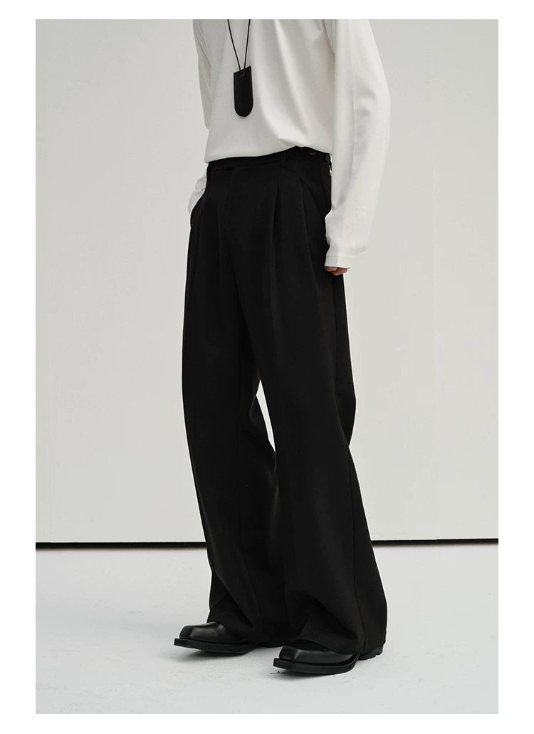Waist-Adjustable Striped Flared Merino Wool Pants