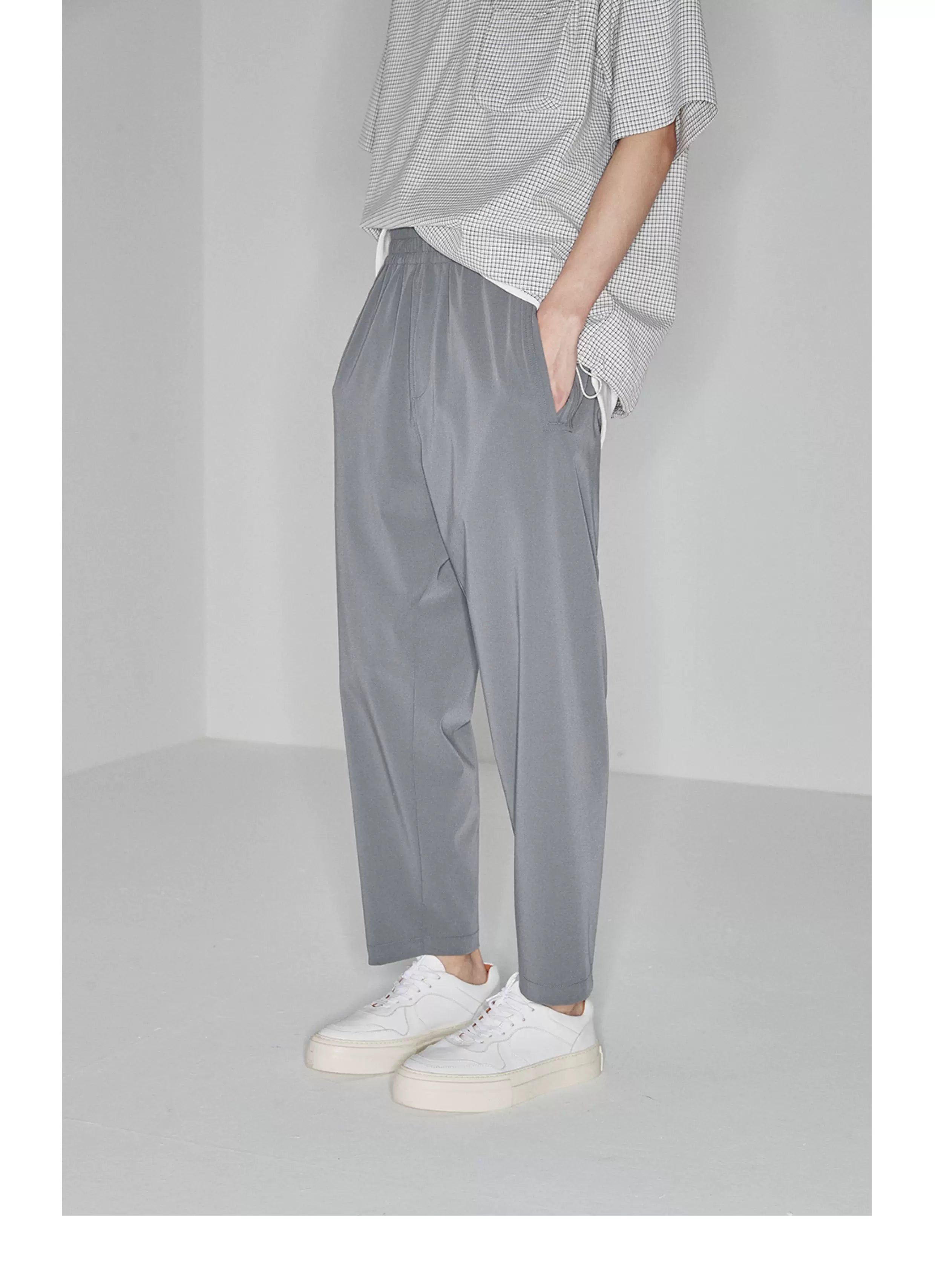 Drapey Stretchy Elastic Waist Cropped Pants