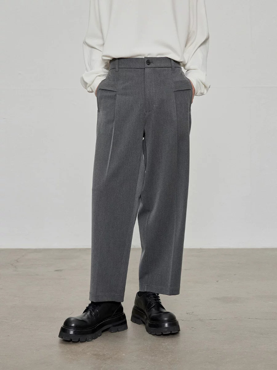 Casual Cropped Elastic Waist Pants
