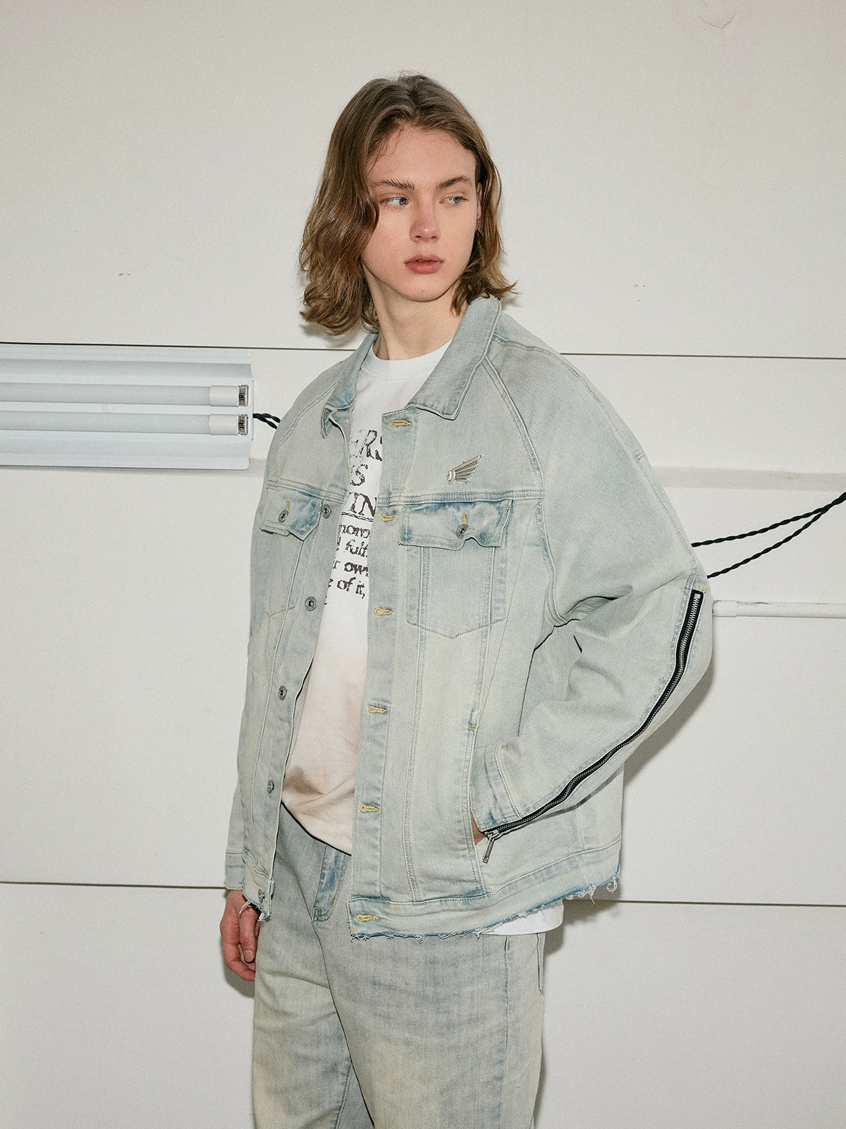 Mud Washed Distressed Denim Jacket
