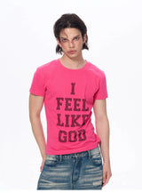 Men's Rhinestone Letter Crew Neck Tees