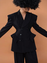Men's Black Double Breasted Blazer