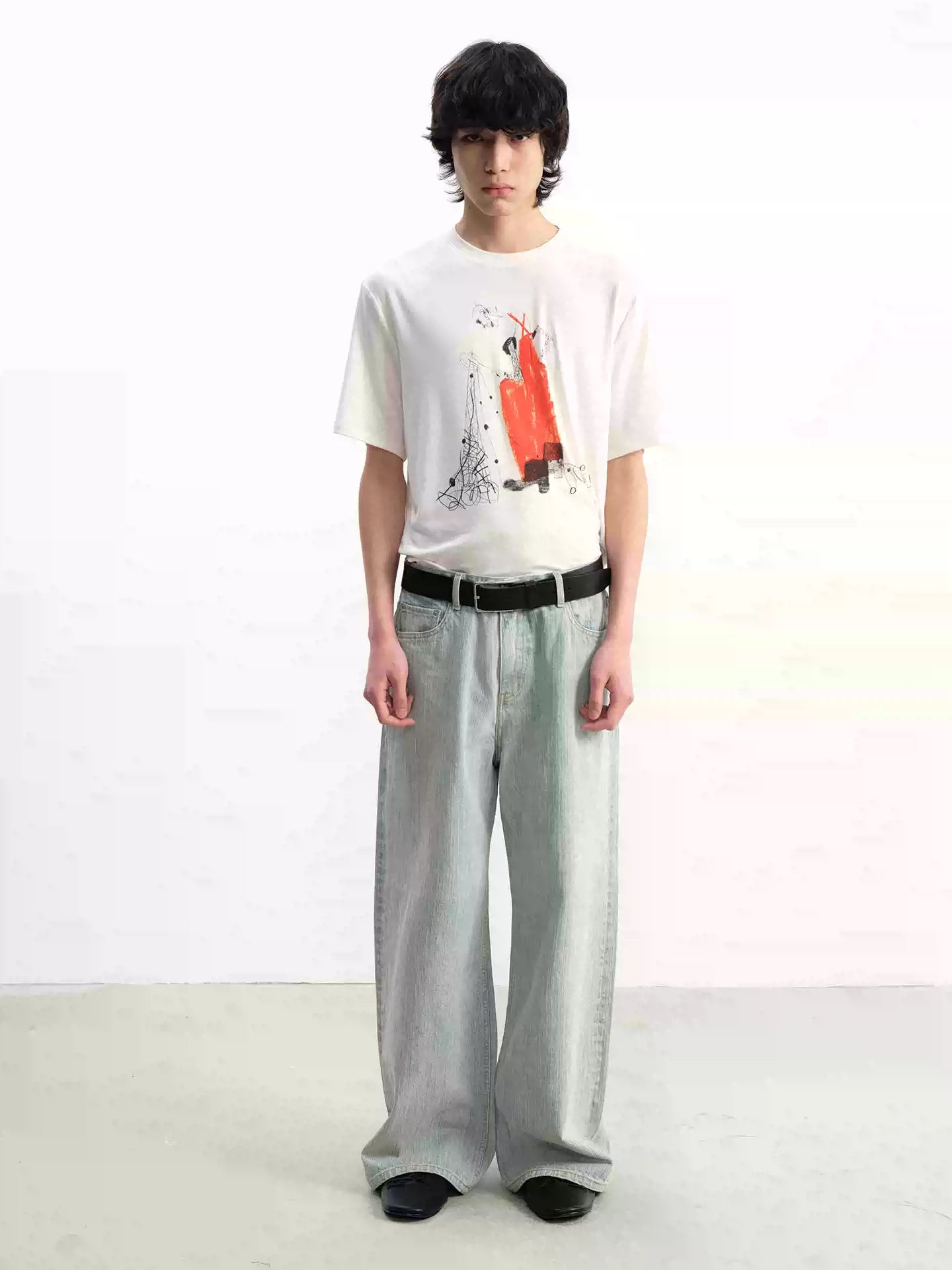 Light Blue Slub Straight Denim Jeans