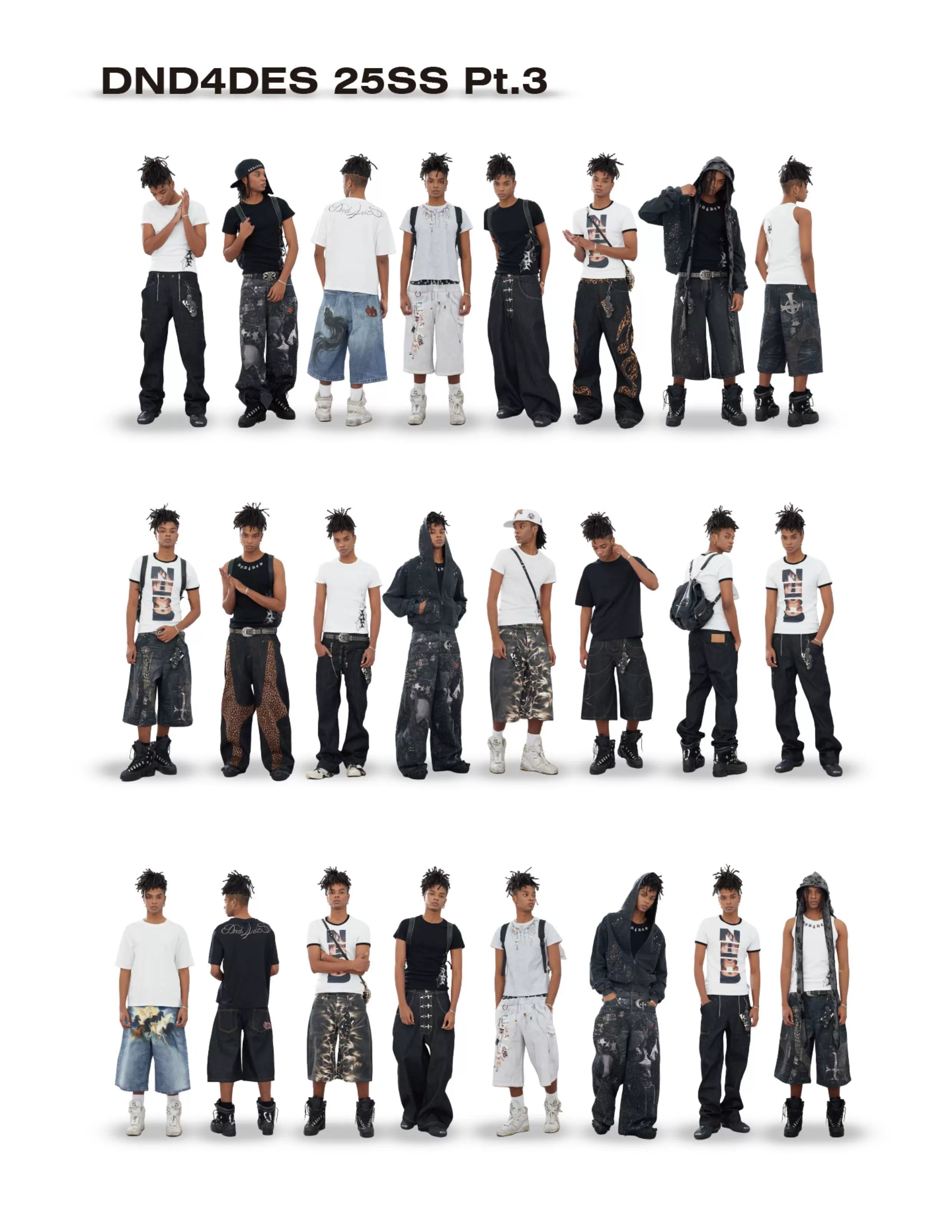 Leopard Cross Patchwork Baggy Curved Jeans