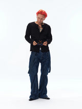Men's Black & White Long-Sleeve Cooling Cardigan