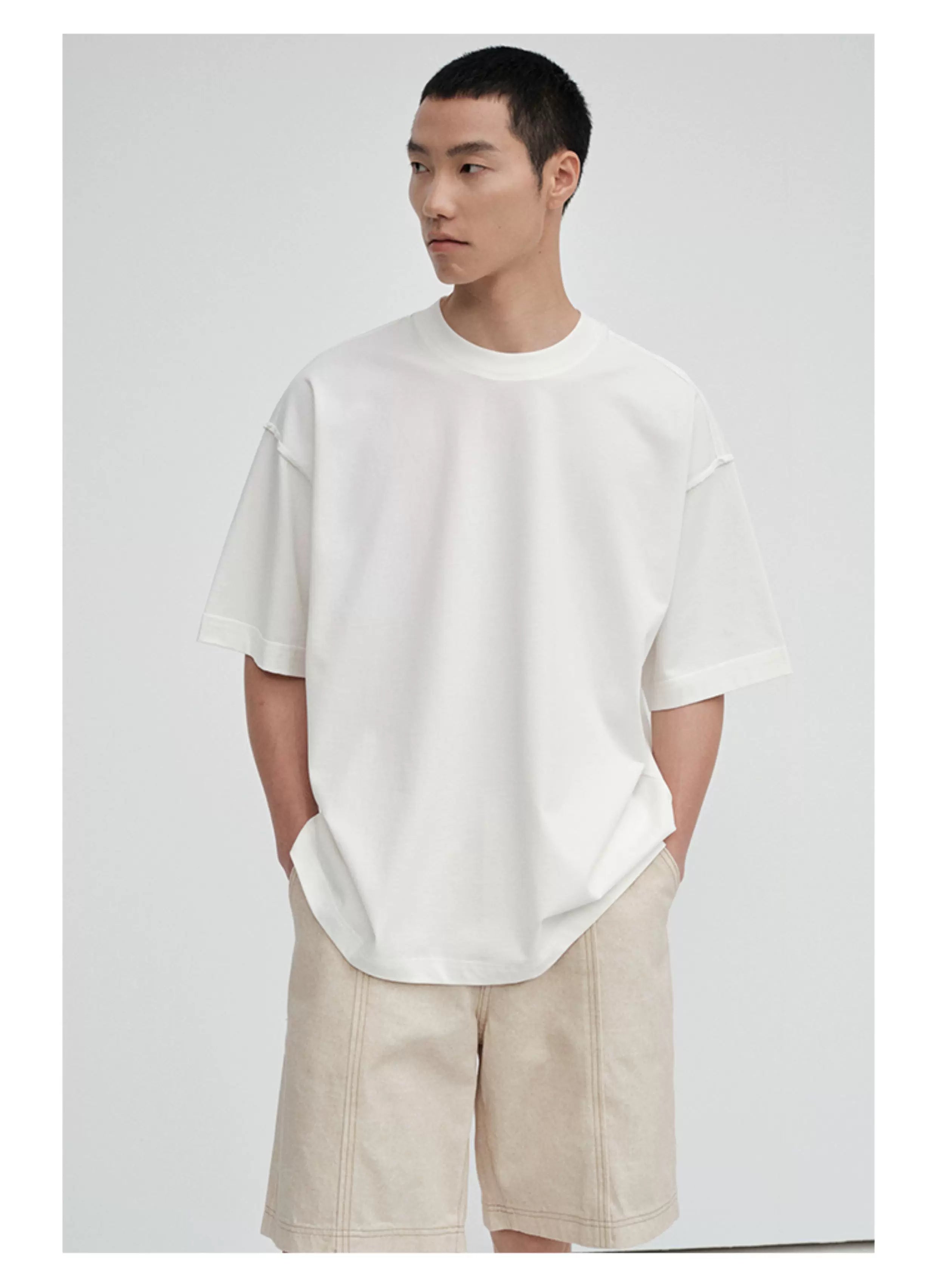 Crew Neck Raw Hem Short-Sleeve Tees