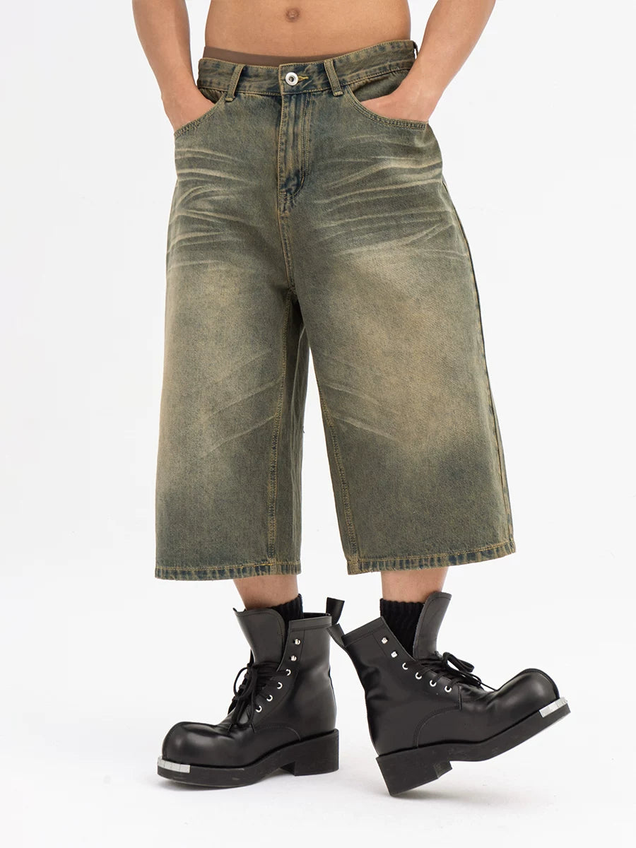 Men's Loose Cropped Denim Shorts