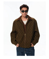 Patchwork Collar Plaid Coat
