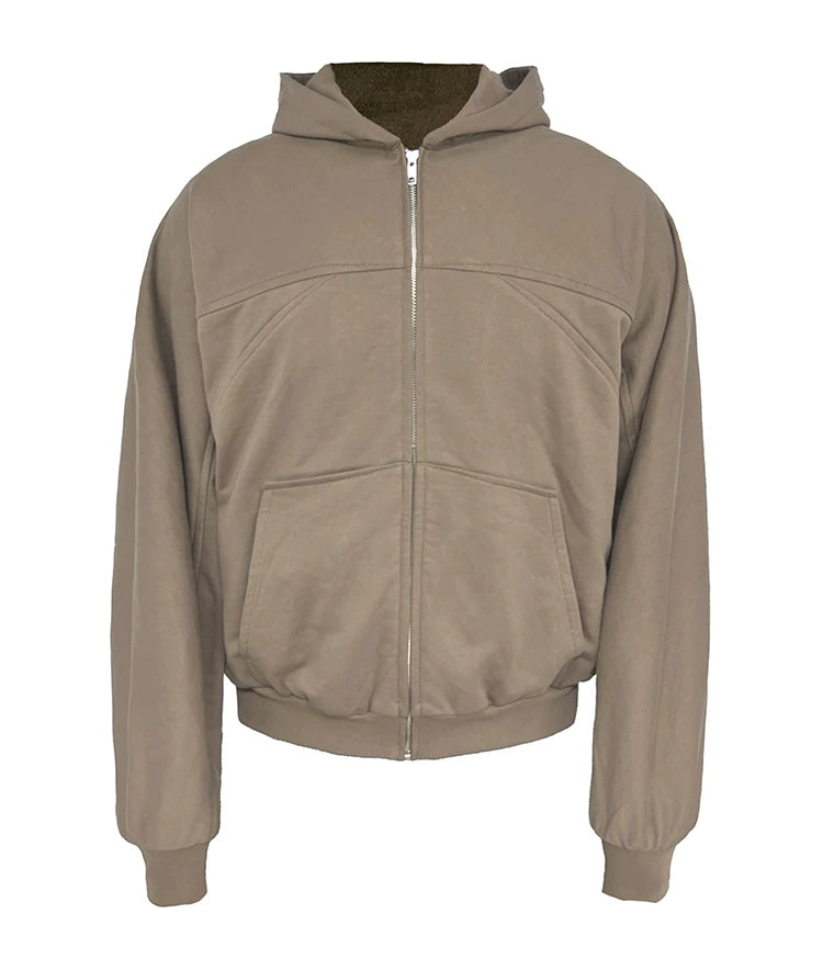 Deconstructed Boxy Fit Zip Hoodie