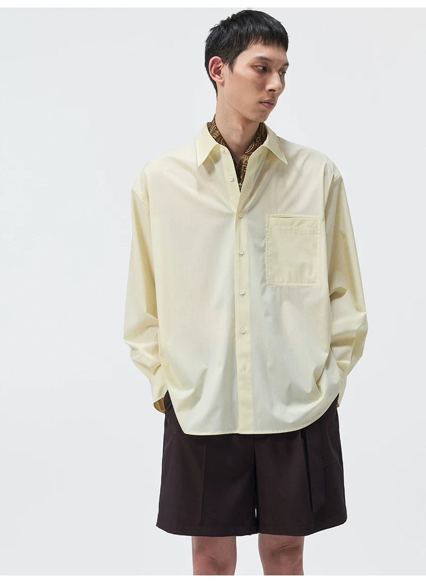 120S Wool Blend Pocket Casual Shirt